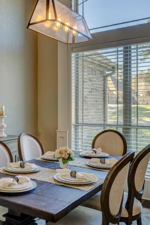 Bright Dining Room Table set for Dinner Party