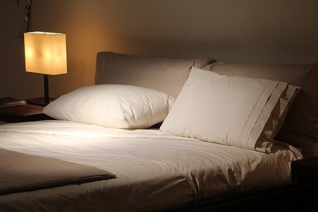 Dark bedroom with lamp for good night's sleep